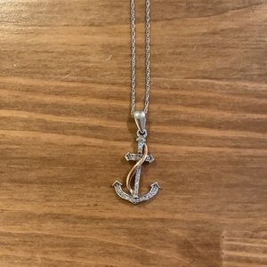 Zales 1/10 CT TW Diamond Anchor Pendant Necklace